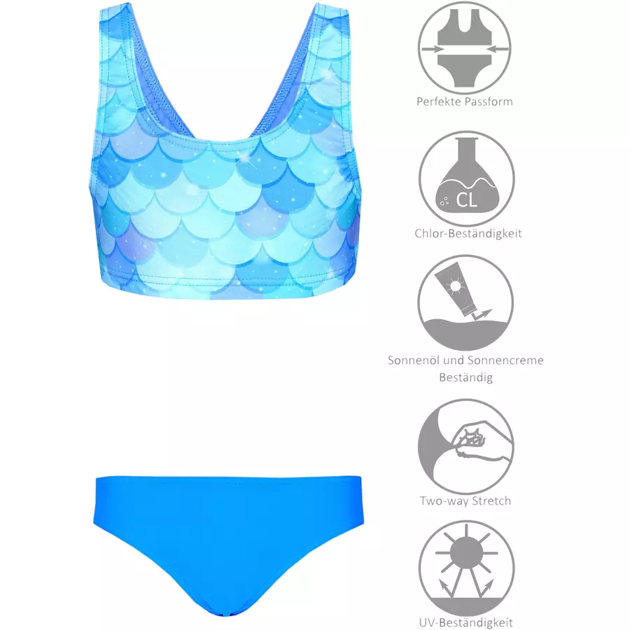 Aquarti Mädchen Sport Bikini Racerback Bustier & Bikinislip türkis