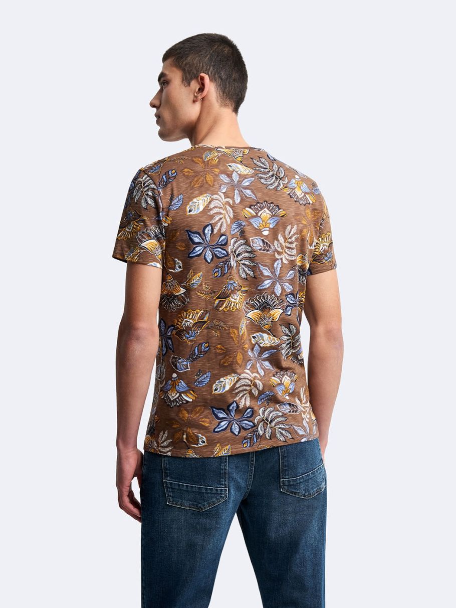 Tee-shirt col rond fleuri