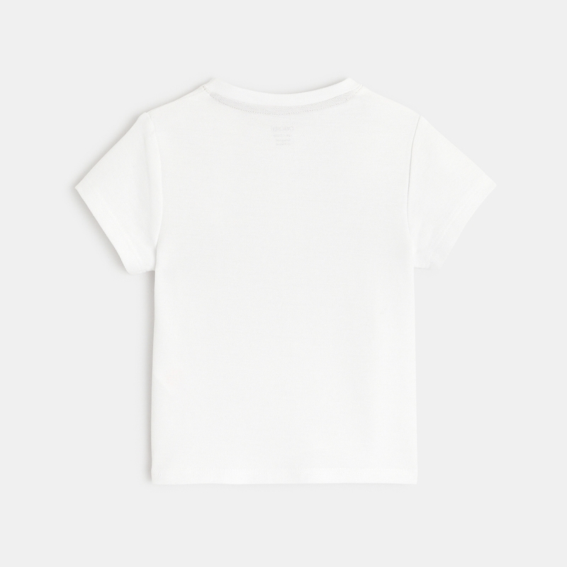 Polo tunisien maille piquée à poche blanc bébé garçon