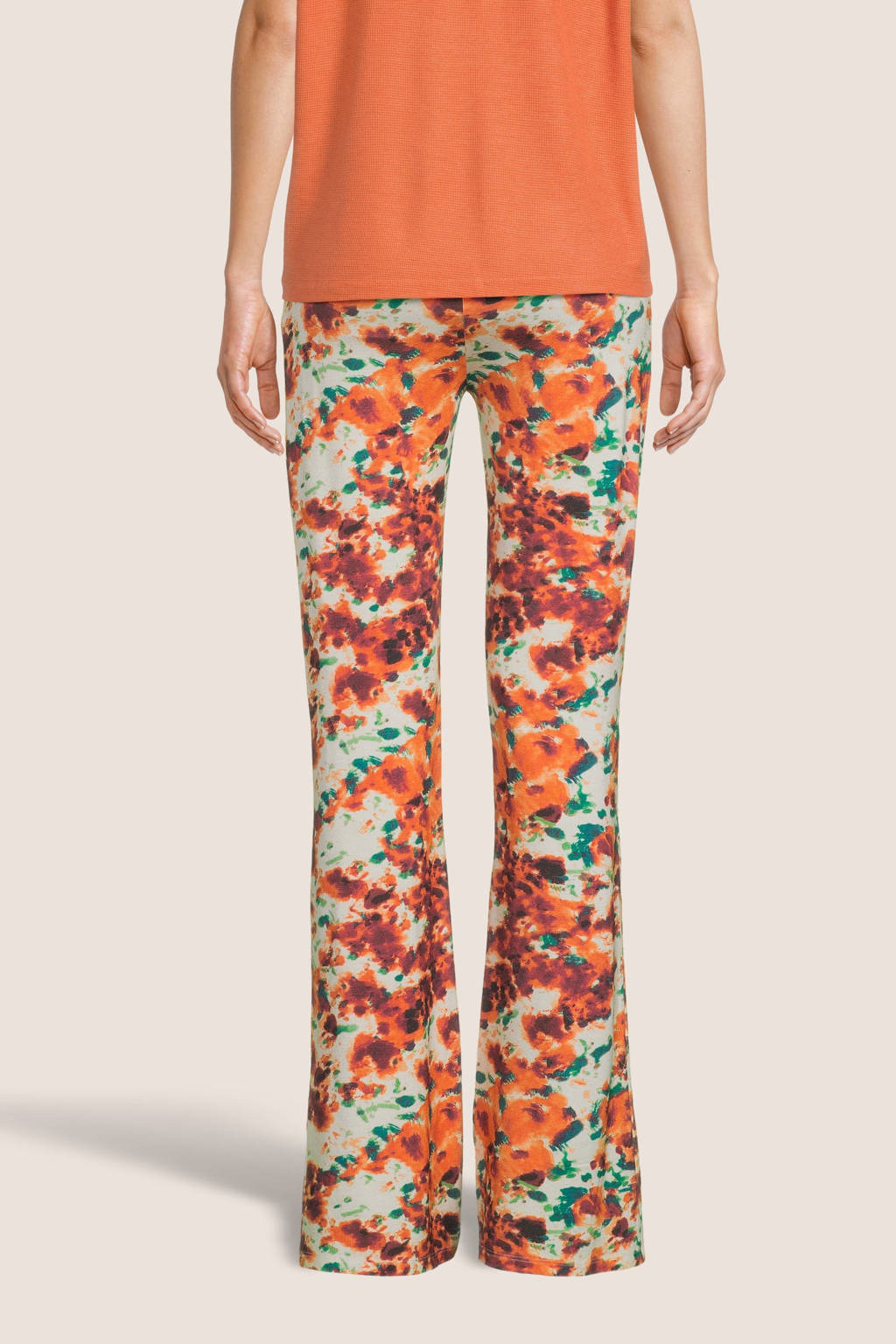 LOVE2WAIT high waist flared broek met all over print oranje/brique/groen