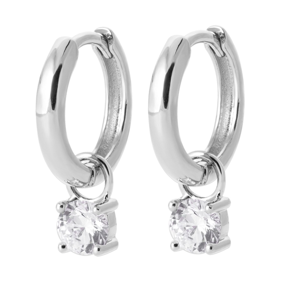 Boucles d'oreilles créoles Brillaxis pampille argent