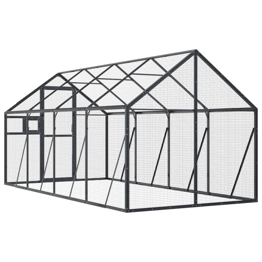 viveiro de alumínio vidaXL cinza antracite 1,79x10x1,85 m