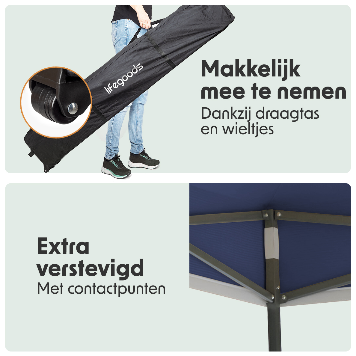 LifeGoods 3 x 6 meter partytent met zijwanden  - Dark Blue