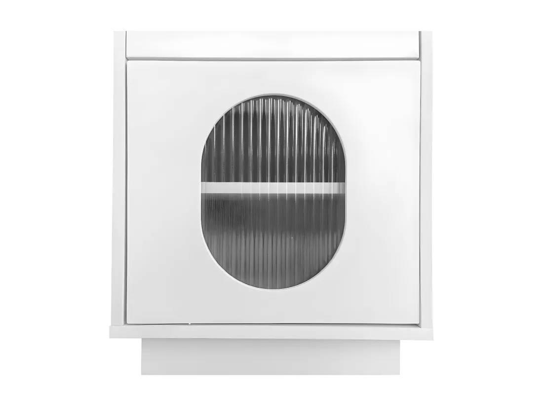Coiffeuse avec miroir et éclairage LED - 2 tiroirs et une armoire amovible - Blanc (tabouret non inclus)