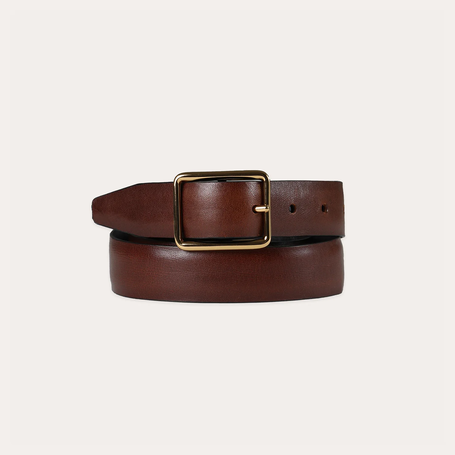 Reversible black and burgundy cowhide leather belt