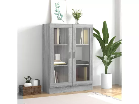 Armoire à vitrine Sonoma gris 82,5x30,5x115cm Bois d'ingénierie