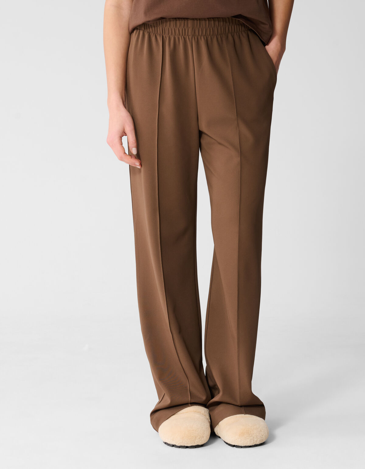 Basis Wide Leg Broek Bruin