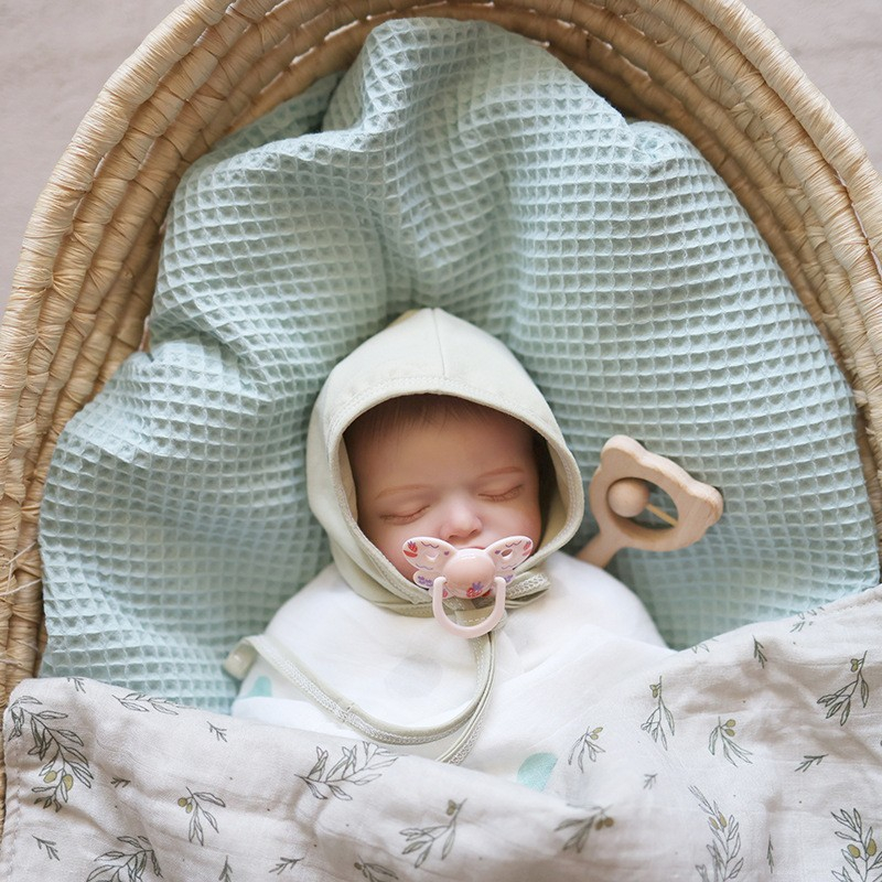 (110x100cm) Baumwoll Baby Mulltuch Kuschelige Waben Decke Stillschutz mit Quasten für Neugeborene - Rosa