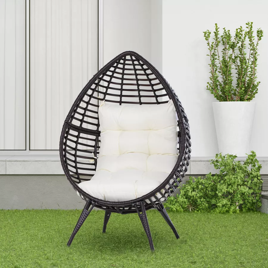 Outsunny Gartensessel in Tropfen Design braun, beige