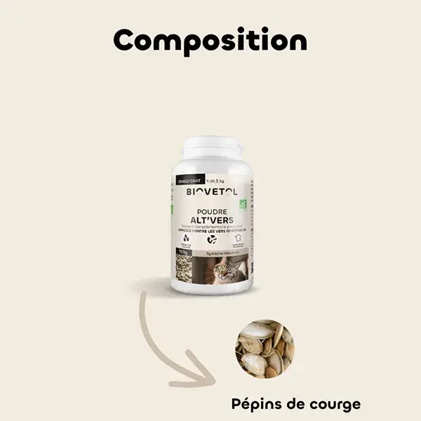 Biovetol - Alimento para o Bem-Estar - Alt'vers em Pó Orgânico para Gatos Grandes (acima de 5kg) - 100g