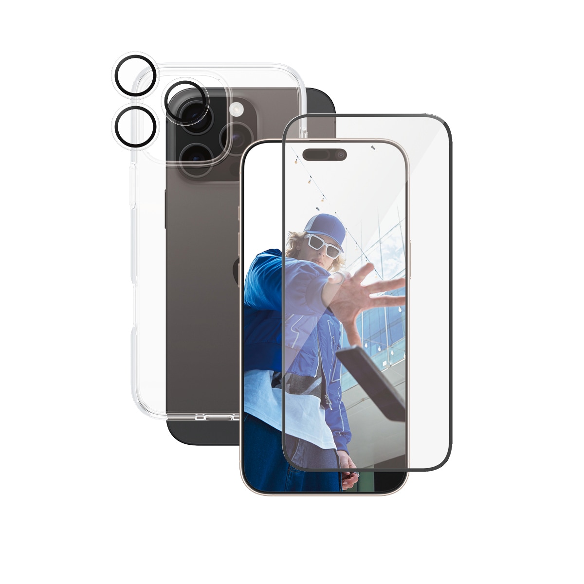 CARE by PanzerGlass Displayschutzglas »3-in-1 Protection, Glass, Case, Lenscover« für Apple iPhone 16 Pro Max Displayschutzfolie, Schutzfolie, Bildschirmschutz, kratz- & stossfest
