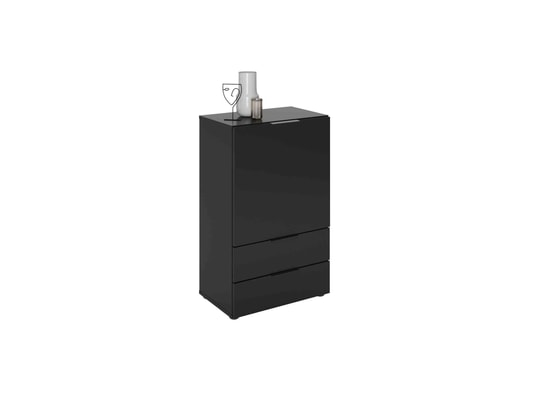 TERRE DE NUIT - Commode 1 porte 2 tiroirs en bois noir satiné - co13034-3
