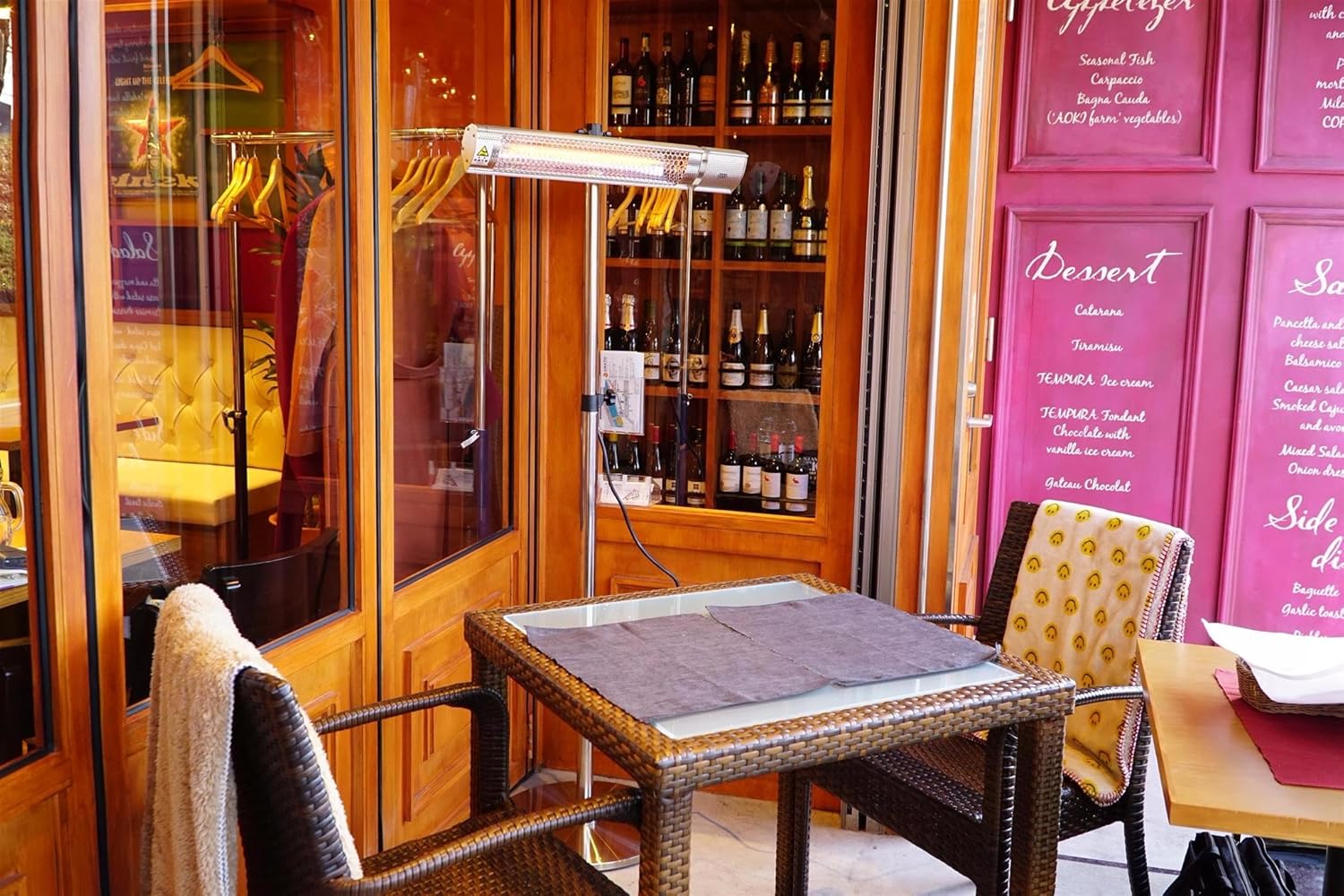 Infrarotstrahler 2000W IP65 – Kurzwellen Halogen Heizstrahler für Terrasse & Gastronomie, Wand- & Deckenmontage, Sofortwärme bis 18 m²