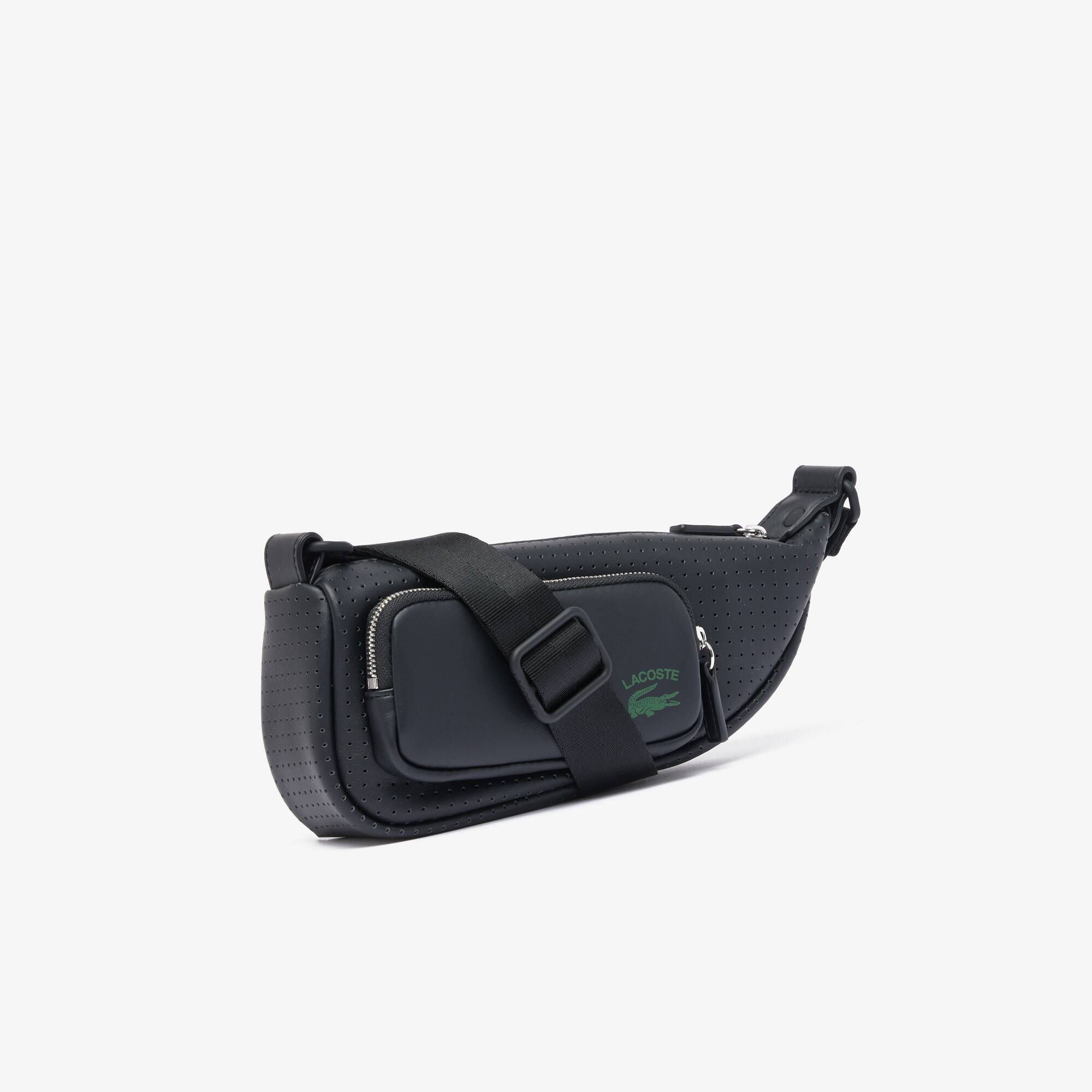 Petit sac bandoulière unisexe Lacoste avec texture perforée Sacoches & Pochettes - Noir - Lacoste - Unisex