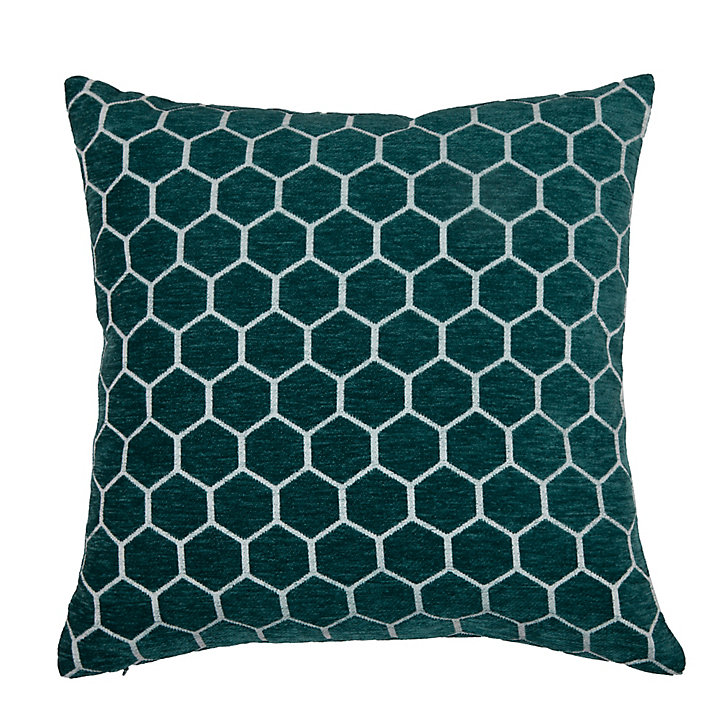 Coussin Teleite 45x45 cm Hexagonal Sarcelle