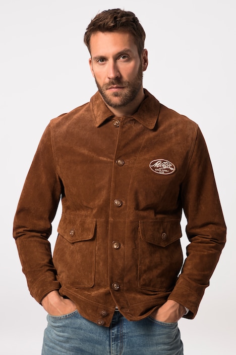Lederjacke, Leder, Knopfleiste, 2-Wege Taschen