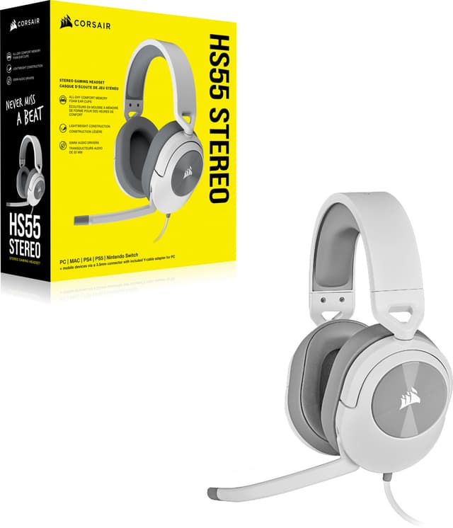 Corsair HS55 stereo gaming headset (hvid)