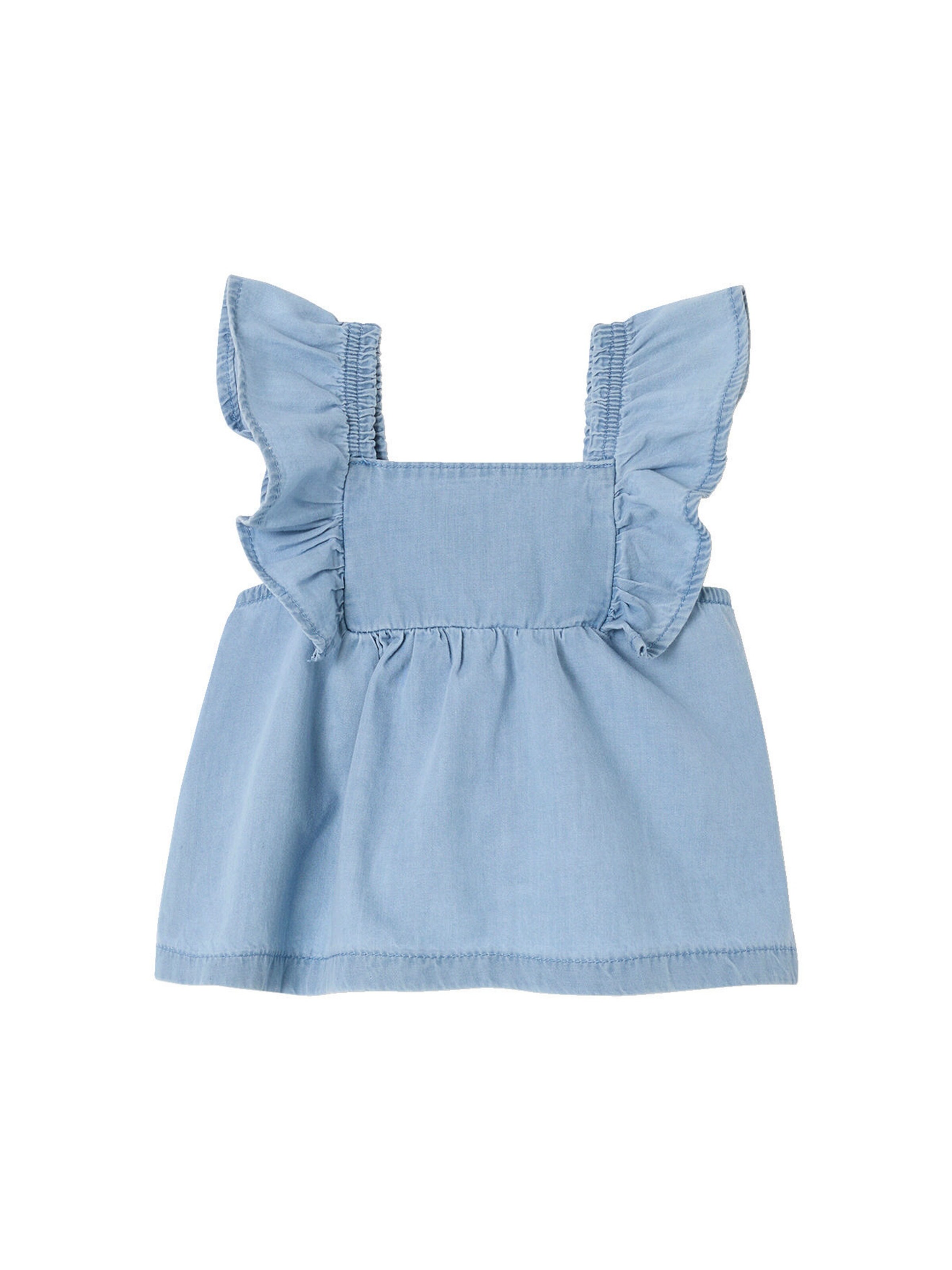 Vertbaudet Mädchen Baby Jeansbluse mit Flügelärmeln gebleicht