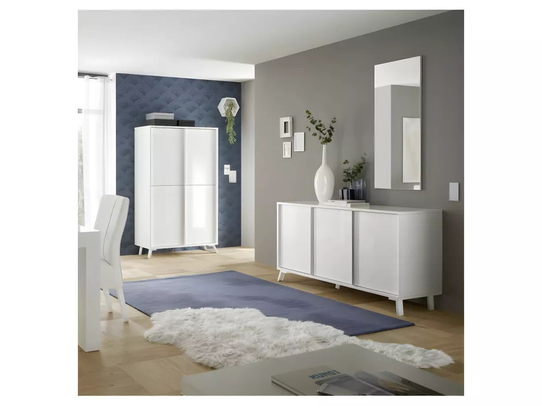 Vaisselier 4 portes Laqué Blanc brillant - TREVISE