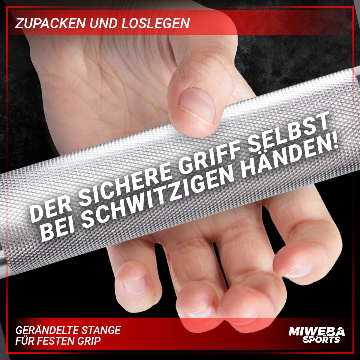 Miweba Sports Kurzhantelstange KH100, Sternverschluss, 35cm, Ø30mm, bis 40 kg, Stahl, 2er-Set (2 Stück)
