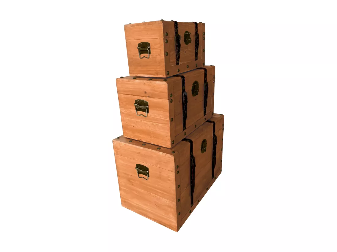 Lot de 3 malles en bois de sapin et MDF - 3 tailles - Naturel - ESPARTA