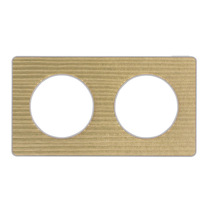 Plaque de finition double Schneider Electric Odace Touch laiton liseré blanc