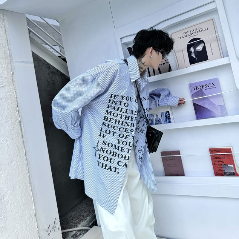 Adotuastic - Gestreept shirt met lange mouwen en letters