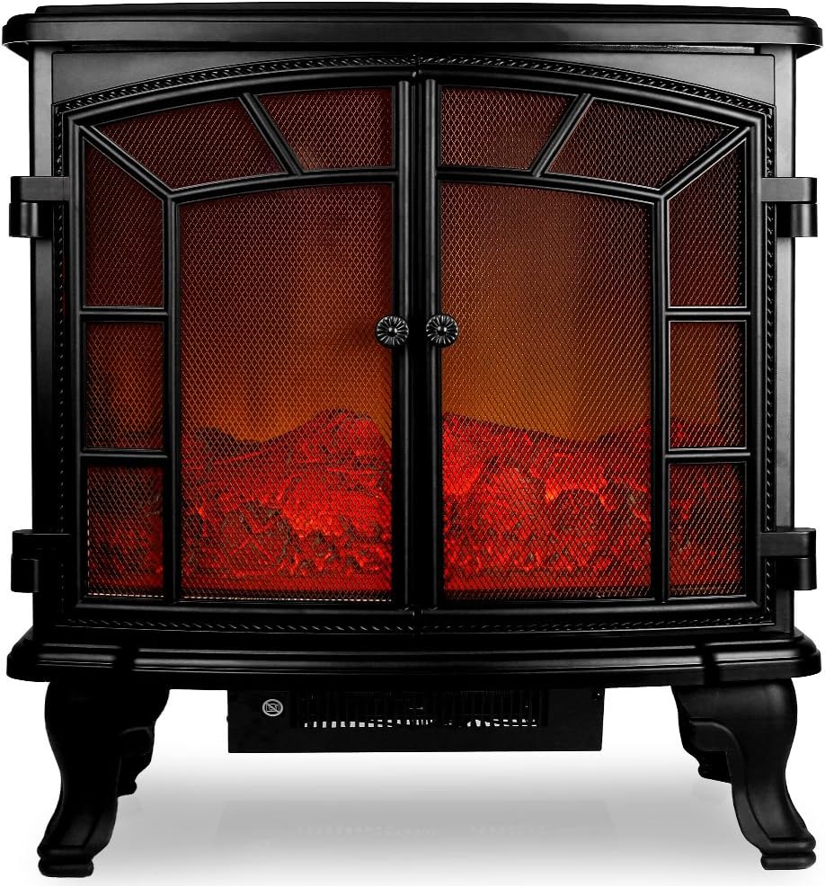 MONZANA® Elektrokamin LED Flammeneffekt 2000W Heizlüfter Elektrisch 2 Heizstufen Fernbedienung Heizung Timer Kamin Wohnzimmer Ofen 70x36x66cm Schwarz