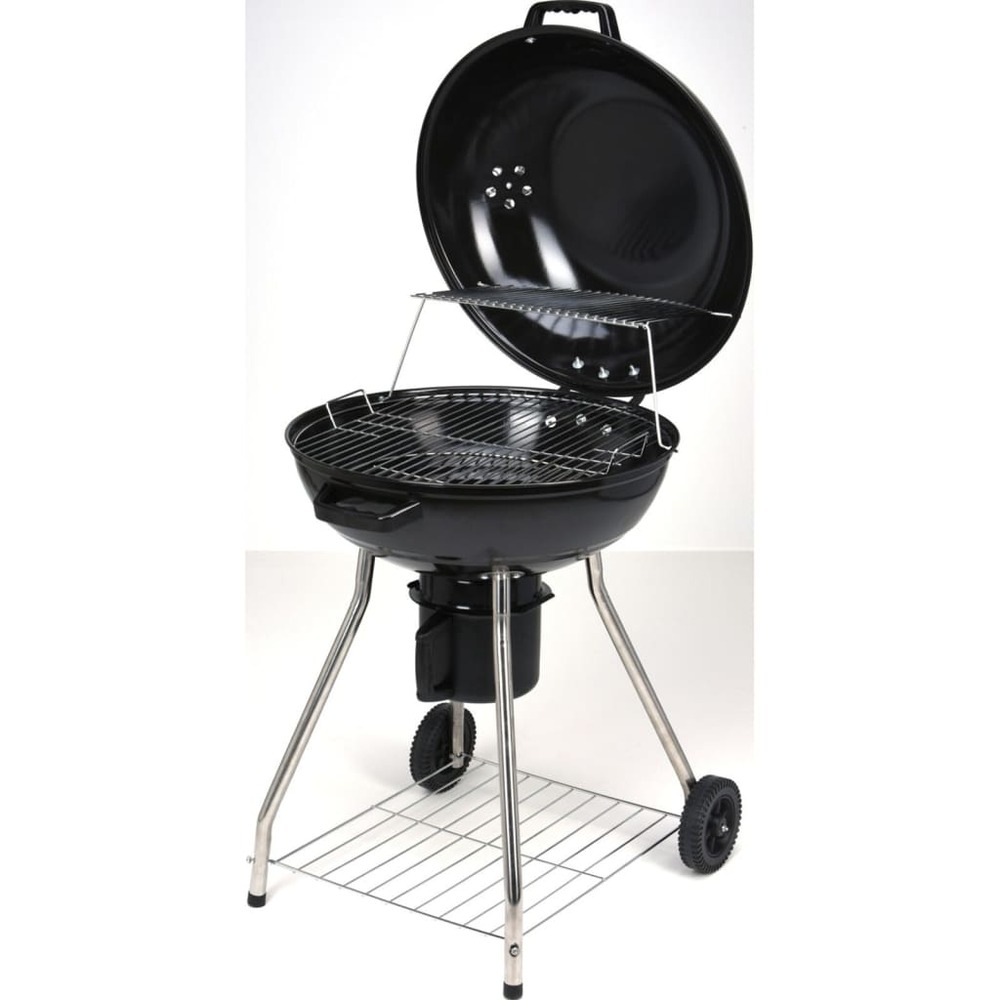 Barbecue au charbon sur roues 56 cm noir
