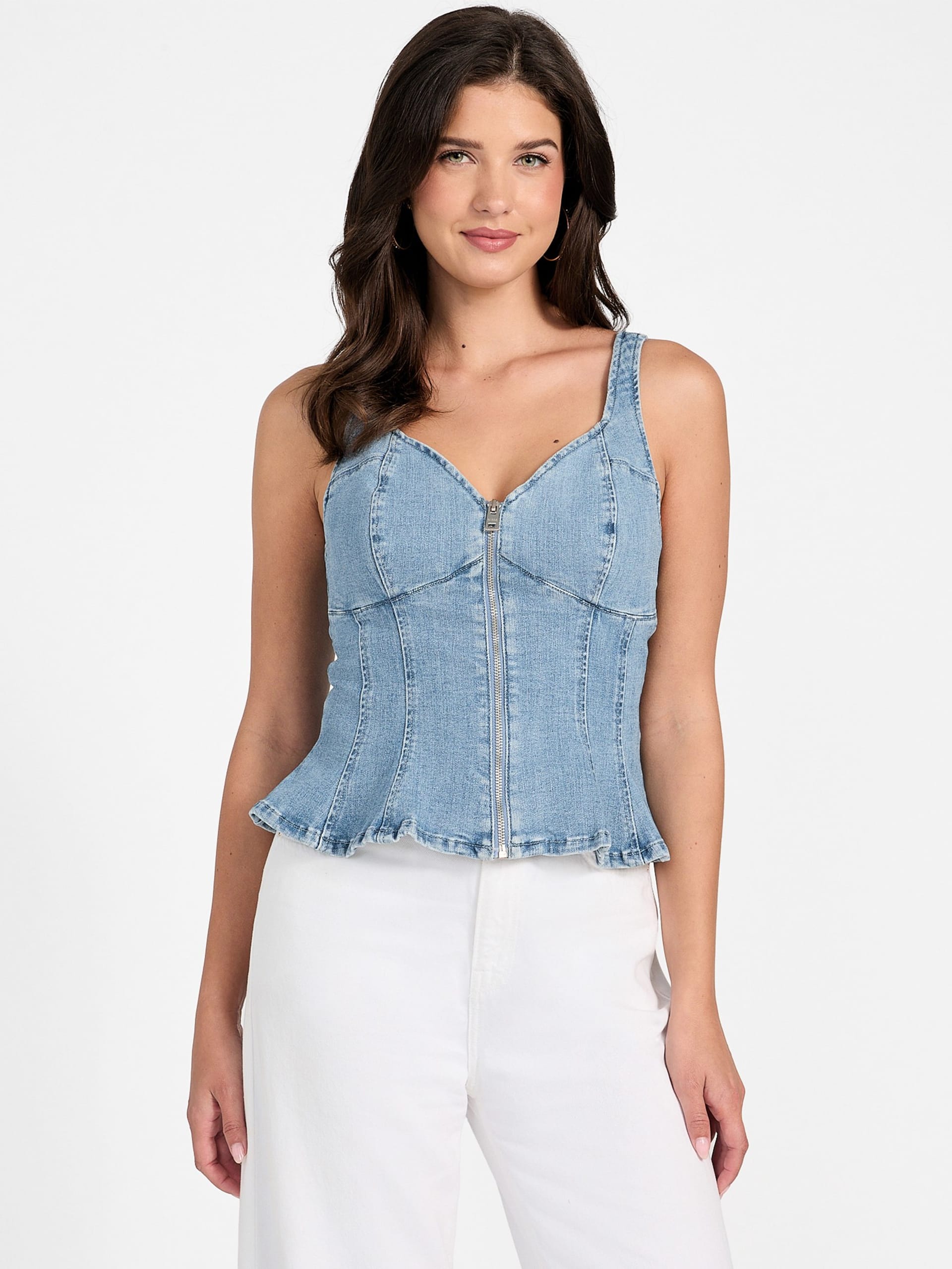 Blusa peplum Anika em jeans