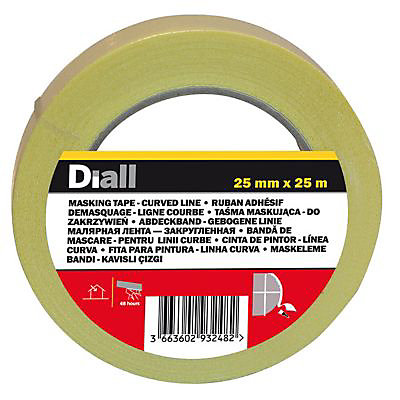 Ruban de masquage lignes courbes Diall 25 m x 25 mm - 1 rouleau