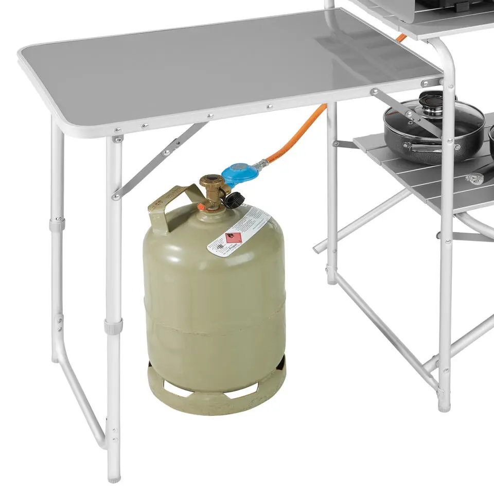 tectake - Campingkeuken 172x52x104cm, Grijs