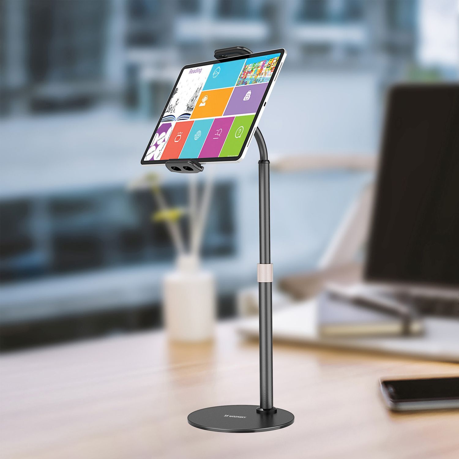 Ständer für Tablet und Telefon auf dem Schreibtisch Schwarz