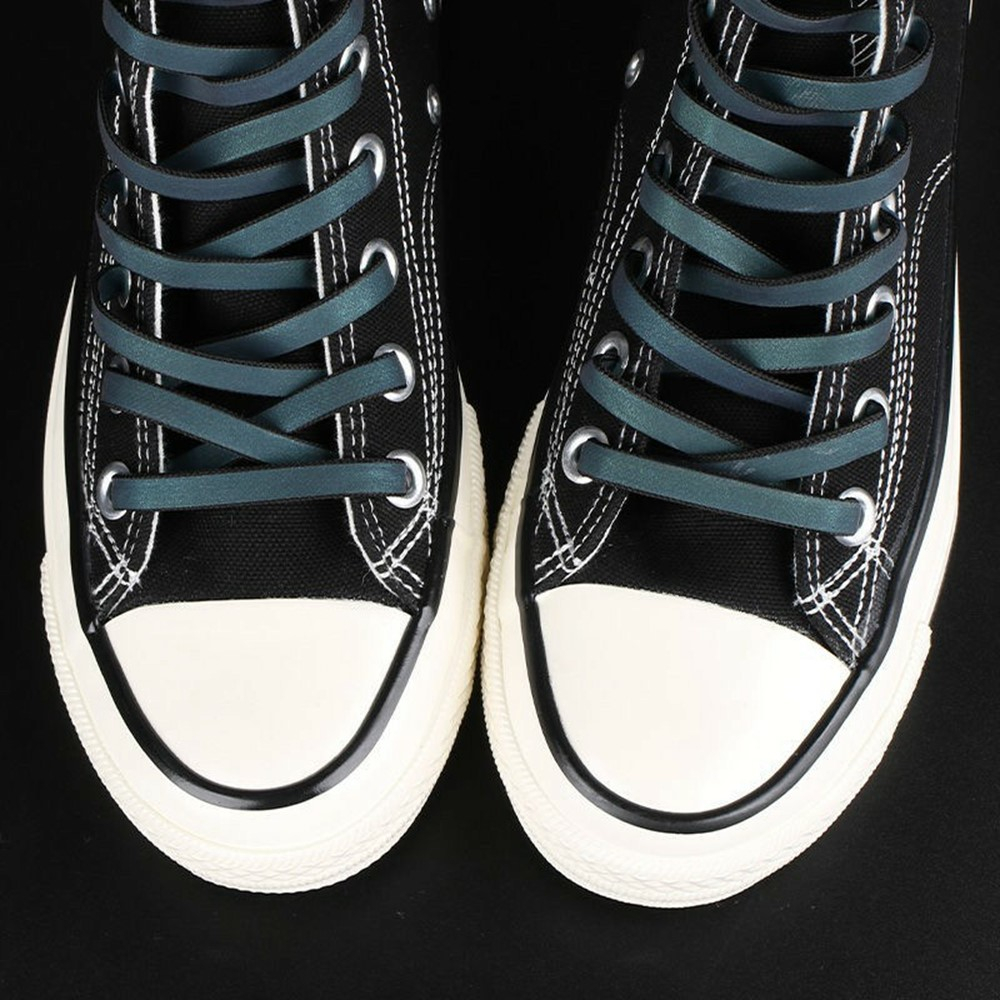 (1 Paar) 125cm Flache Schnürsenkel Reflektierende Sneaker Schuhbändel - Schwarz