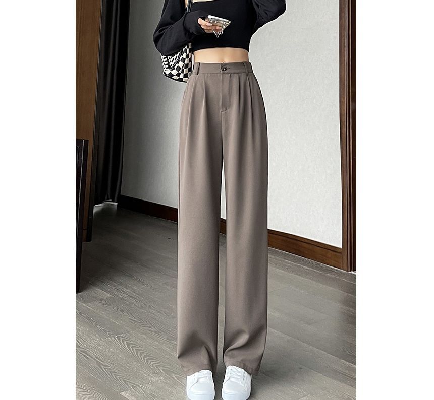 evanesce - High Rise Plain Wide Leg Suit Pants