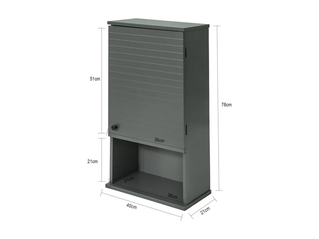 Meuble Haut Armoire Suspendue de Toilettes Placard Mural avec Porte et étagères,BZR25-DG