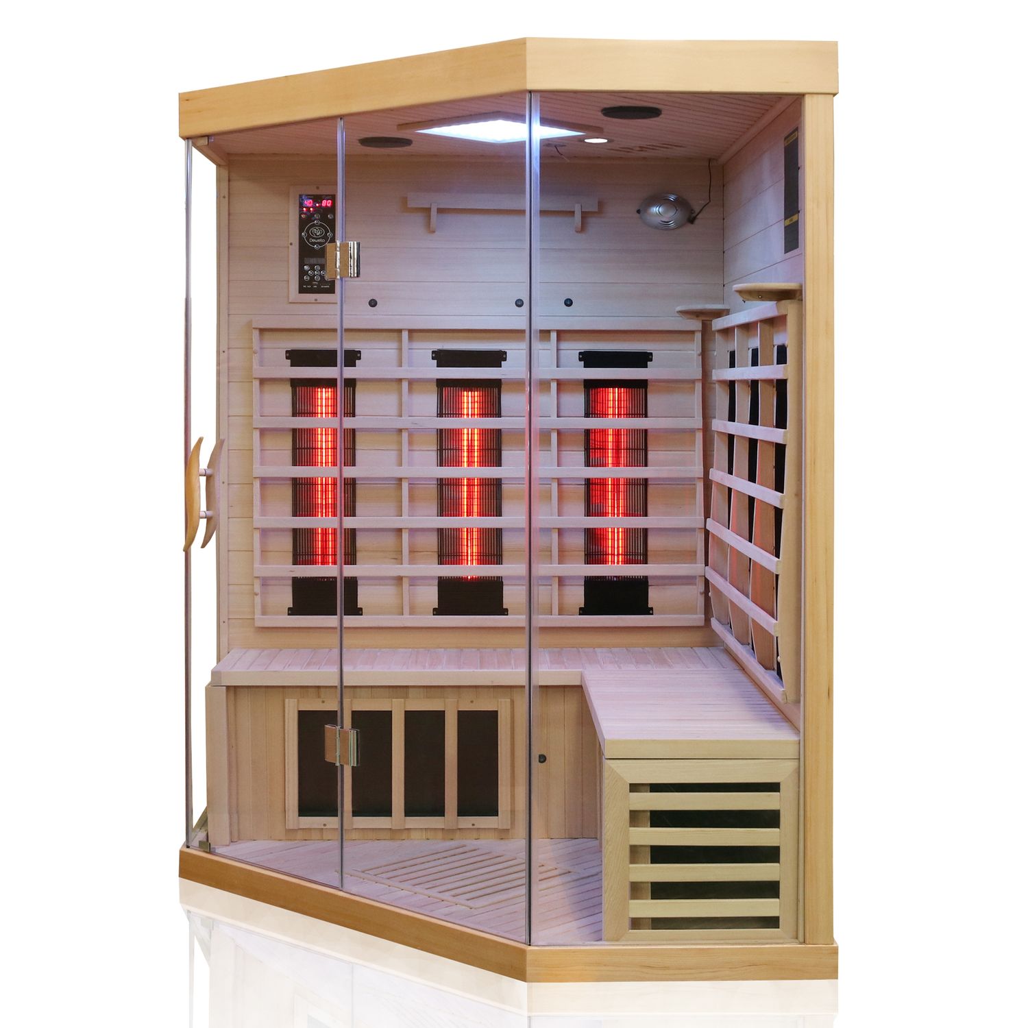 Dewello® Infrarotkabine Infrarotsauna BRANDON 140cm x 140cm inkl. 6 Vollspektrumstrahler, 3 Karbonstrahler, 2 Personen
