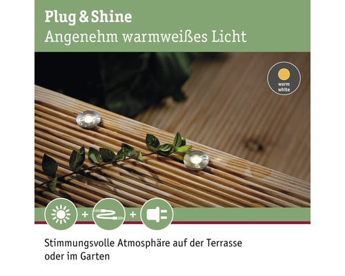 Plug & Shine Inbouwspot Verlengset IP67 5x0,22W 3 lm 3000K MicroPen II zilver 230/24V 5 stuks