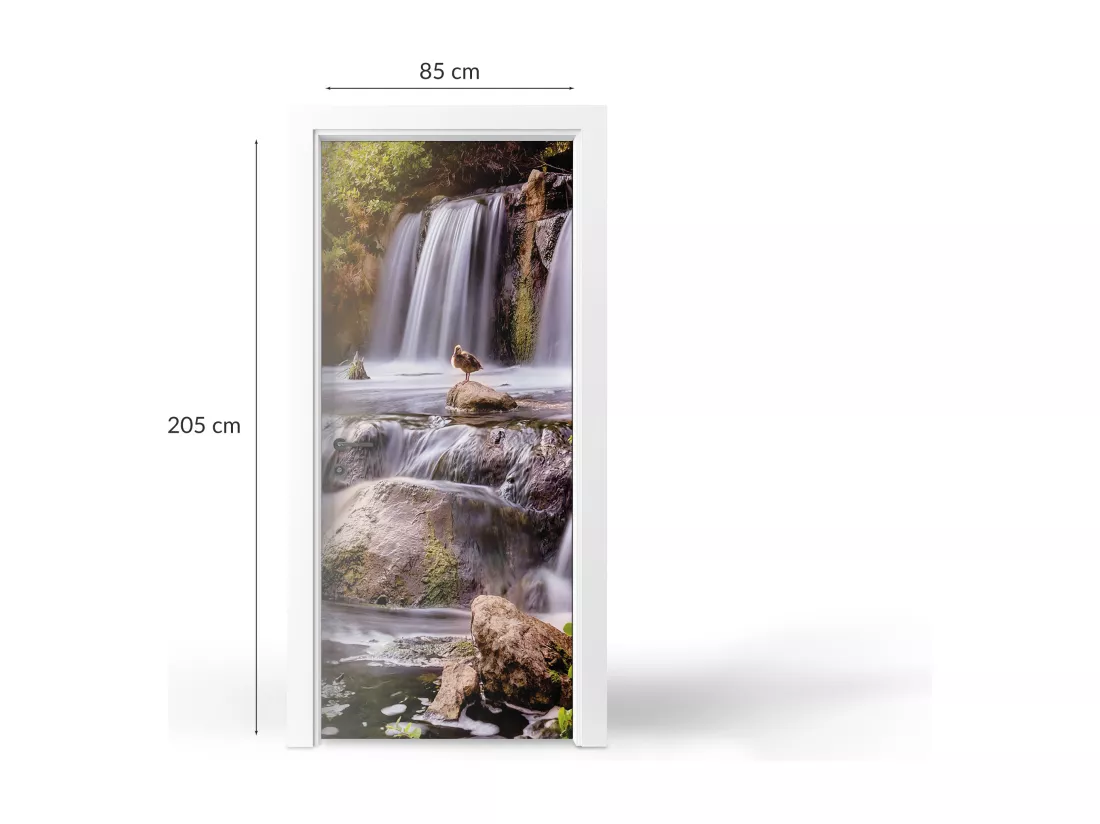 Stickers décoratifs pour portes intérieures - Canard sur cascade 85x205 cm