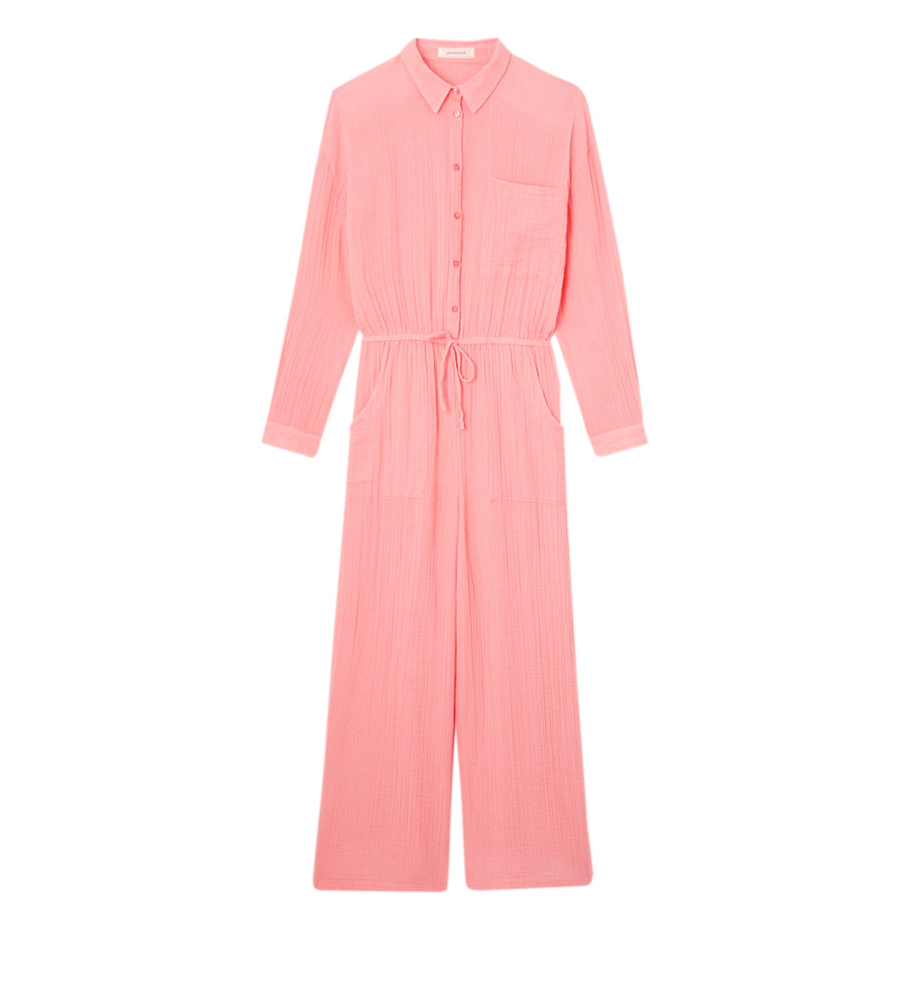 Combi en gaze de coton Femme - Corail