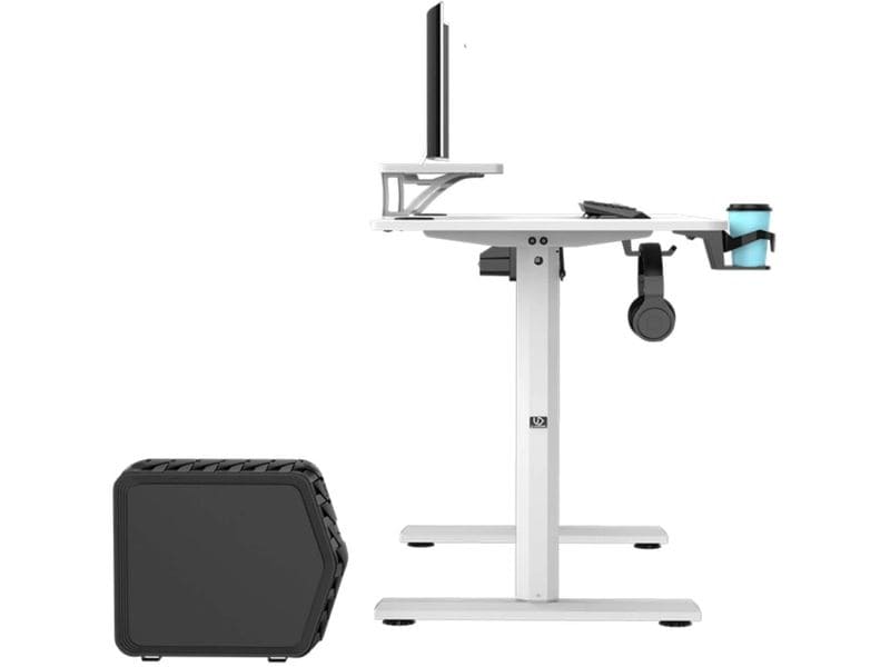 Ultradesk Gaming Tisch Higlander Weiss Robuster Gaming-Tisch mit elektrischer Höhenverstellung