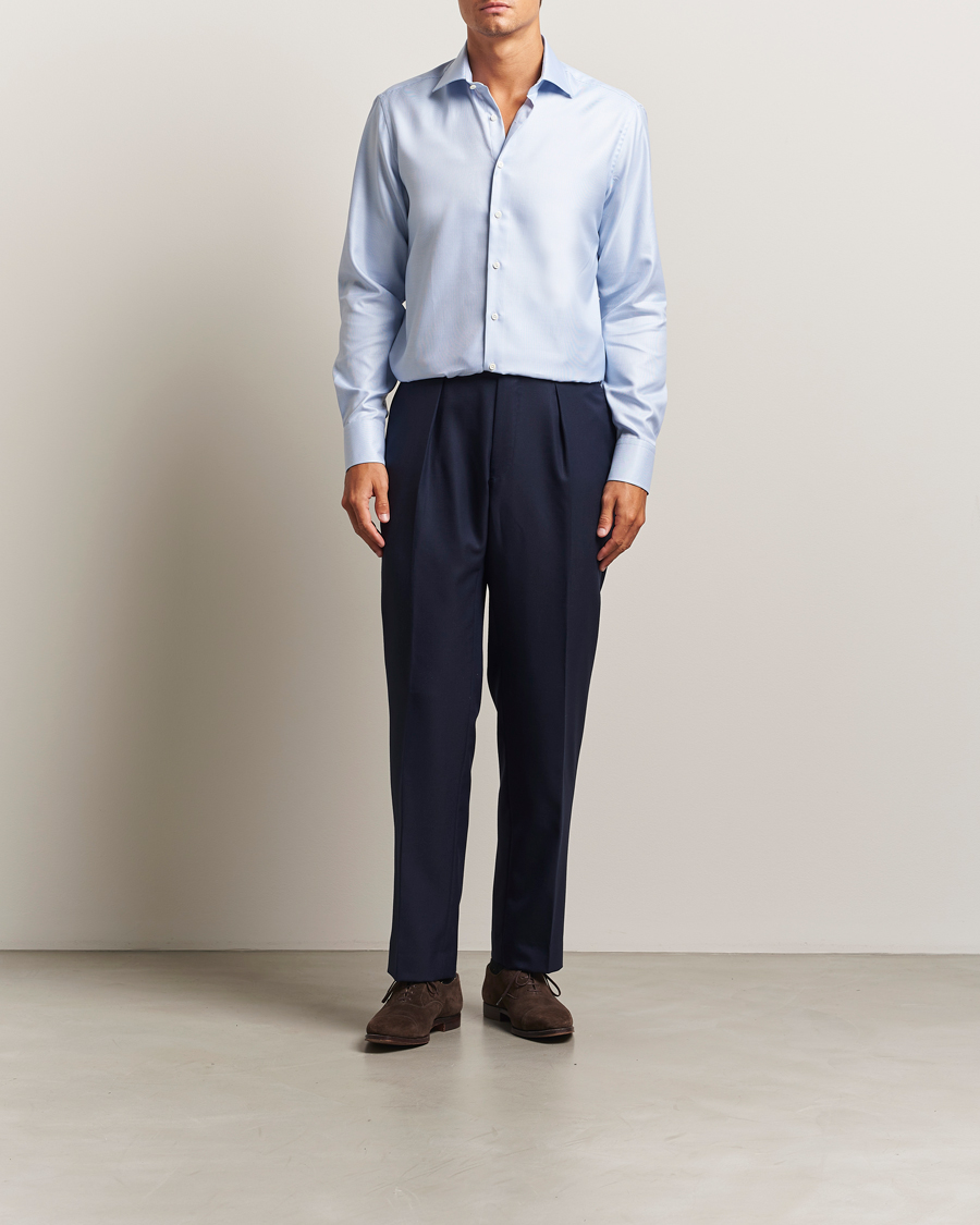 Stenströms Regular Fit Houndstooth Shirt Blue