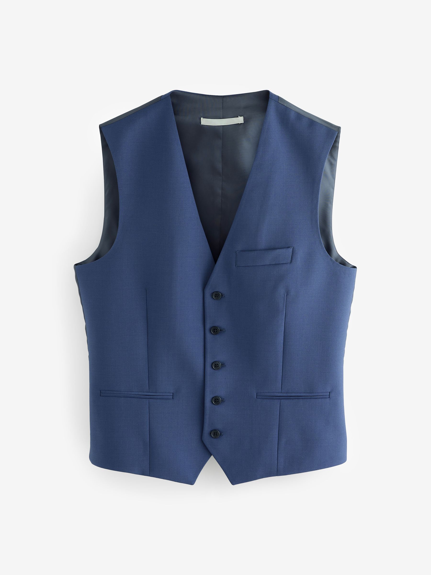 Blauw - Regular Fit Wool Blend Motionflex Waistcoat