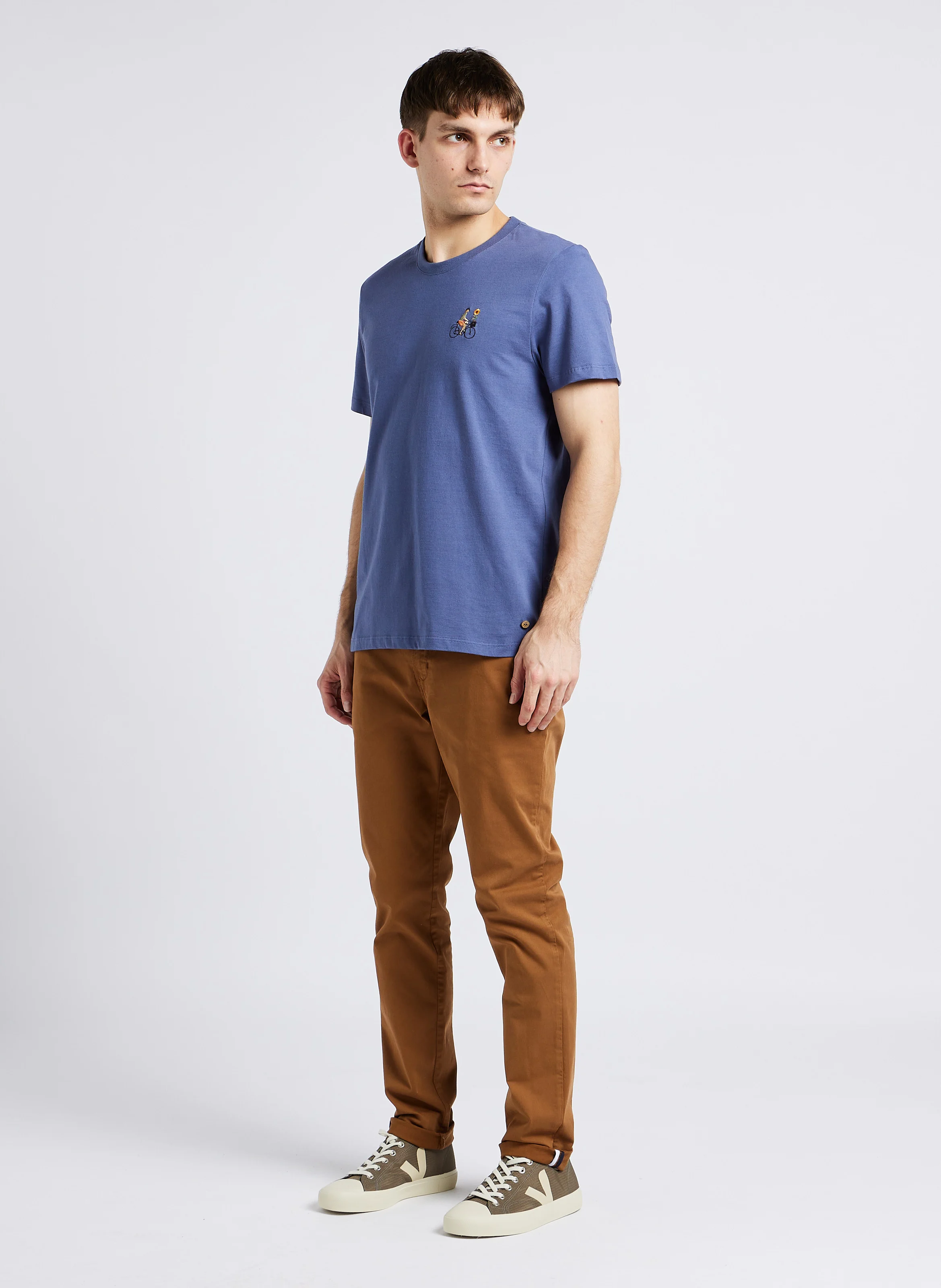 BRIX - Chino slim en coton bio mélangé | Marron