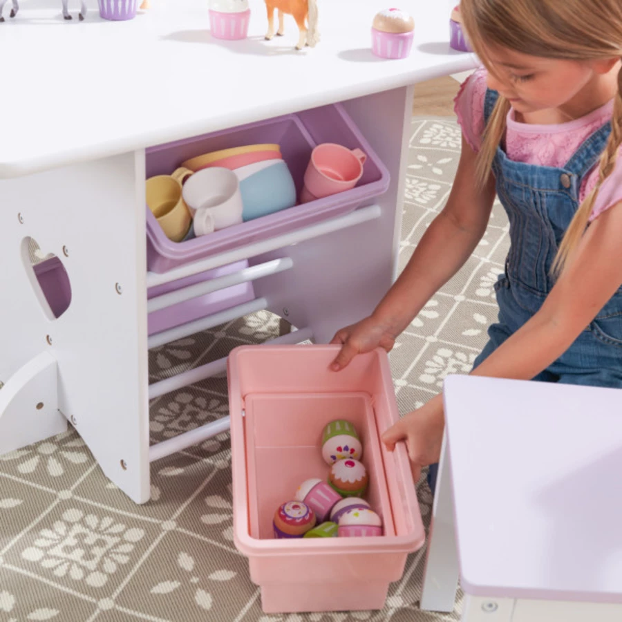 KidKraft® Tisch- und Stuhlset Herzchen weiß  rosa
