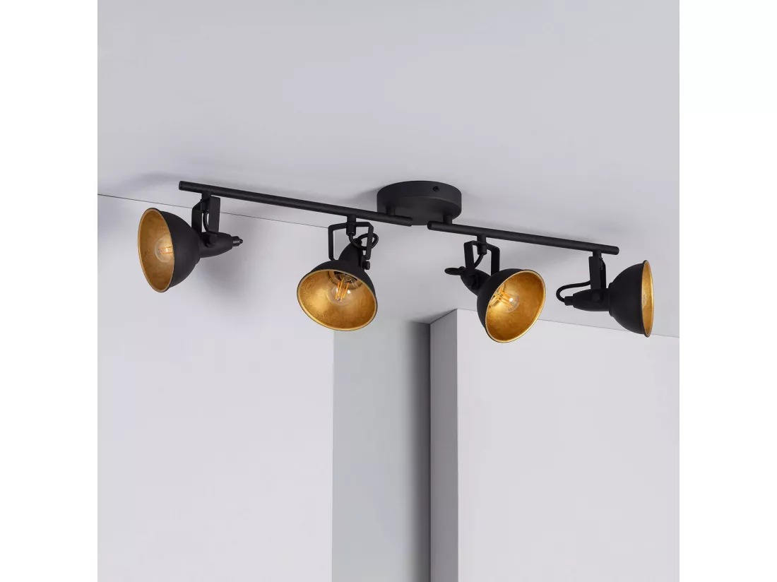 Plafonnier Orientable Aluminium Emer 4 Spots Noir Noir