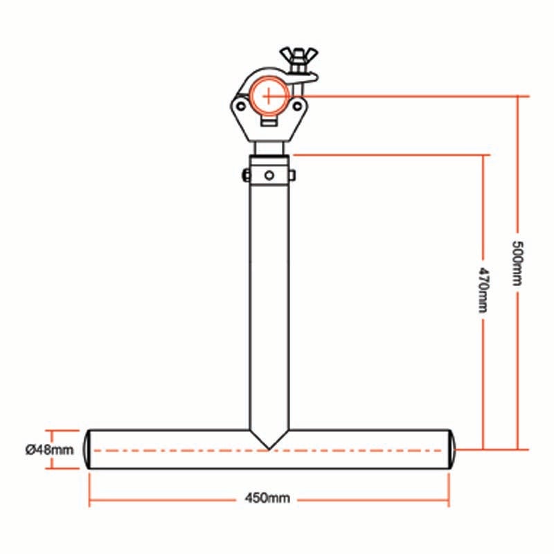 Doughty T45766 Drop arm zwart 500 mm zwart