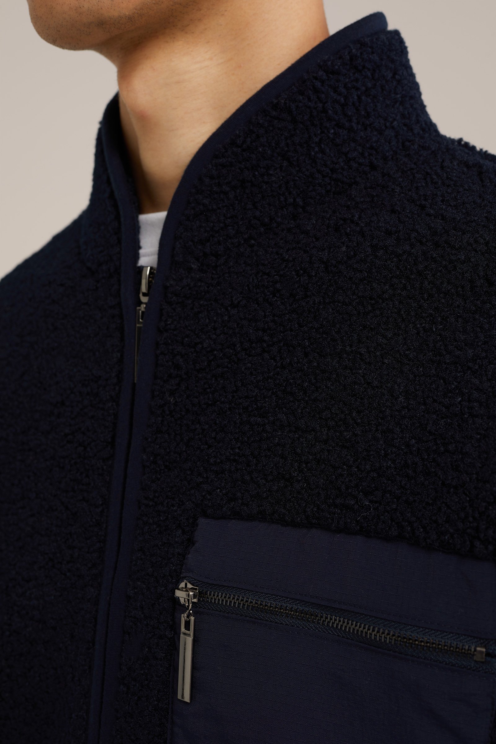 teddy bombervest WE Fashion Marineblauw