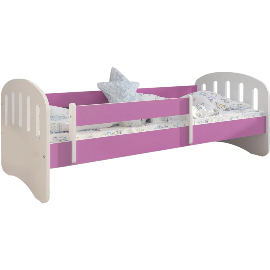 Kids Collective Kinderbett 80x160 | 80x180 mit Matratze, Rausfallschutz & Lattenrost pink