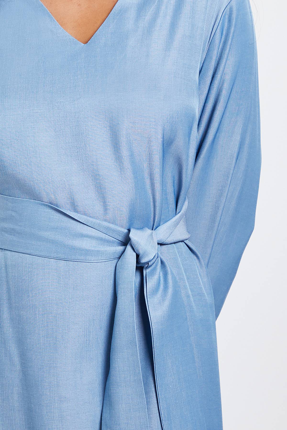 Wallis Robe Midi à Nouer à la Taille Effet Denim Petite